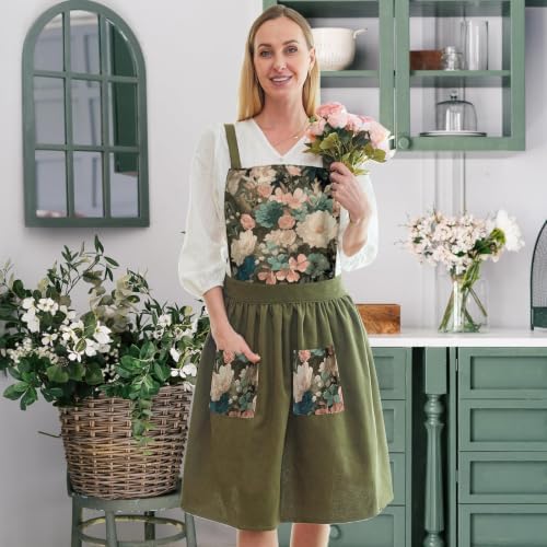 Aprons for Women with Pockets, Vintage Pinafore Apron for Kitchen