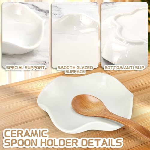 5.12 Inch Spoon Rest for Stove Top, White