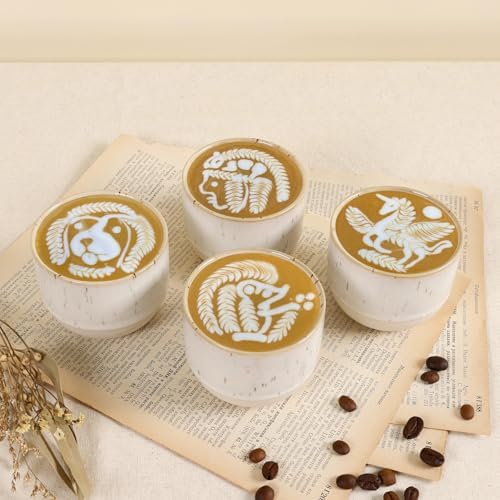 Ceramic Espresso Cups Set of 4, Double Walled Espresso Coffee Mugs for