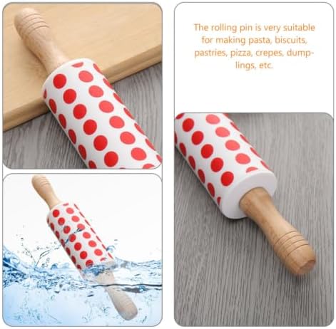 2pcs Silicone Rolling Pin with Wooden Handle, Dough Baking Tool