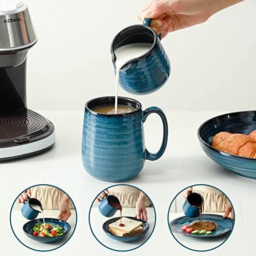 Hasense Ceramic Coffee Mugs Set of 6,15 Ounce and Porcelain Sugar and