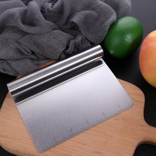 Stainless Steel Dough Cutter with Scale, Bench Scraper Pastry Spatula