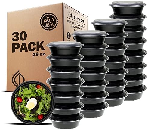 Freshware Meal Prep Bowl Containers [30 Pack] Plastic Bowls with Lids