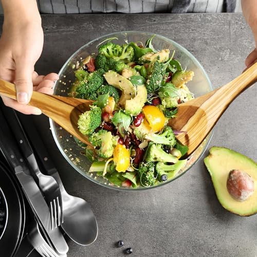 Rock & Branch Olive Wood Salad Serving Utensils, Great for Tossing and