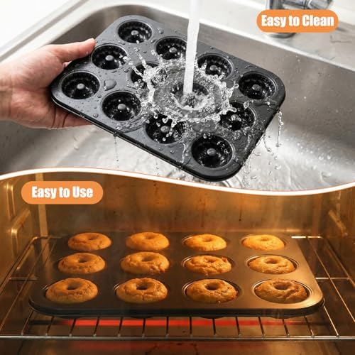 3 Pack Mini Fluted Tube Cake Pan, Non-Stick 12 Cavity Cake Baking Pan