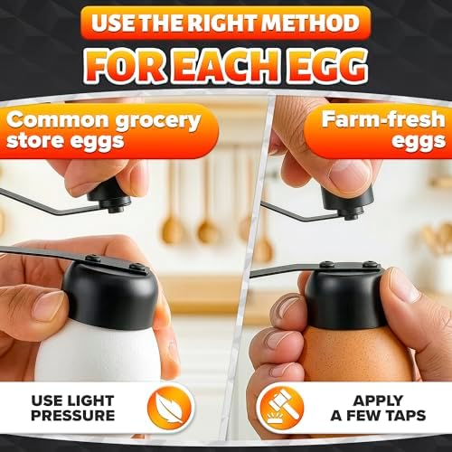 Egg Cracker Tool for Raw Eggs, Pull-and-Release Topper (Black)