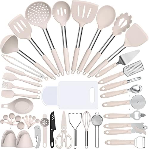 Umite Chef Silicone Cooking Utensil Set, 43 PCS Khaki