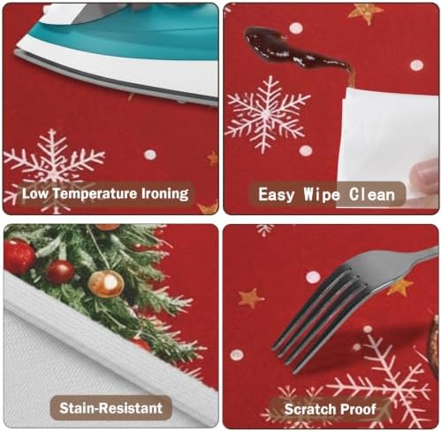 Christmas Red Round Fitted Tablecloth with Elastic for 40-44" Tables