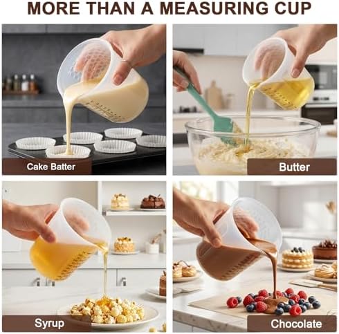 Palksky Silicone Measuring Cups Set 1-Cup & 1-Cup & 2-Cup with 3PCS
