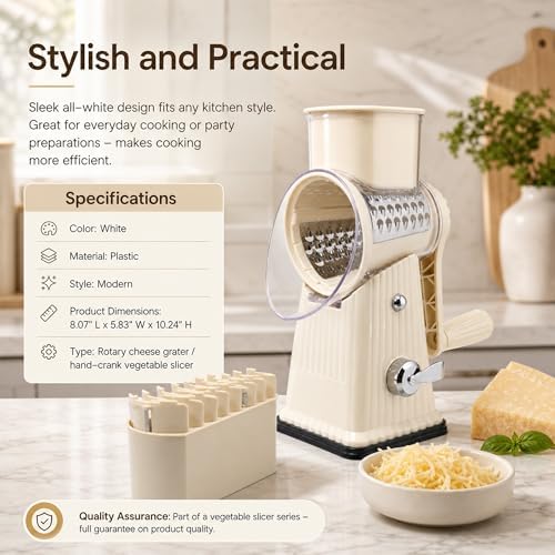 JA&MIU Rotary Cheese Grater with 5 Blades