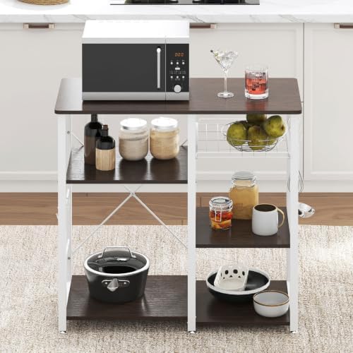 soges 3-Tier Microwave Baker's Rack, Walnut Black
