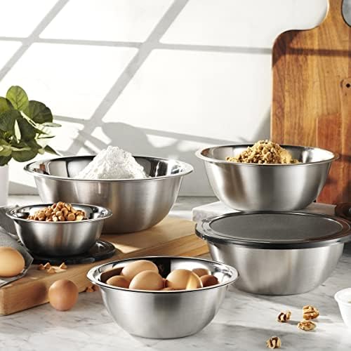 10-Piece Stainless Steel Mixing Bowl Set with Lids for Food Prep &