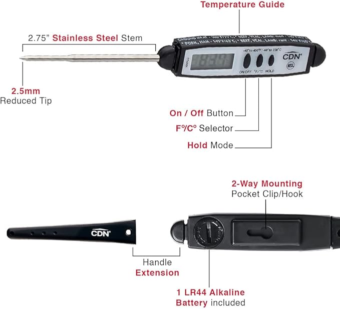 CDN Waterproof Digital Cooking Thermometer Instant Read 2.75" Stainless - Image 5