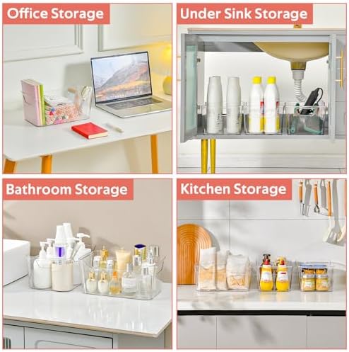 Clear Plastic Storage Bins - 12 Pack Pantry Organizers and