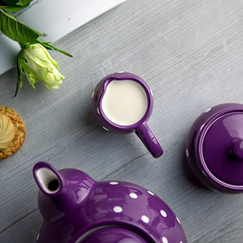 Handmade Purple and White Polka Dot Small 150ml/5oz Ceramic Creamer