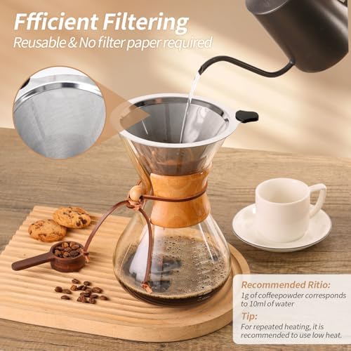 34 OZ Borosilicate Glass Pour Over Coffee Maker