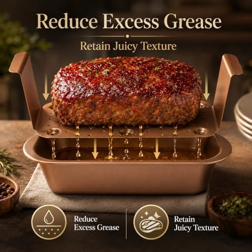 2 Pack Meatloaf Pan with Drain Tray, Nonstick Loaf Pan for Baking