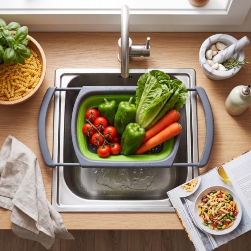 Qimh Collapsible Colander, 6 Quart Over-Sink Strainer