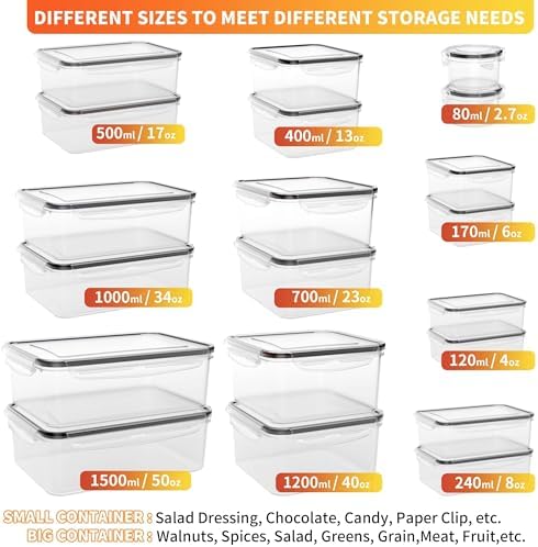 40 PCS Plastic Food Storage Containers with Lids