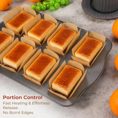 2 Pack Mini Loaf Pans for Baking with 300 Parchment Liners, 8-Cavity