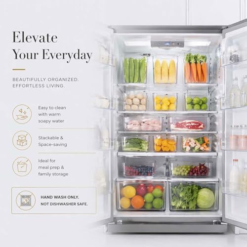 Clear Freezer Storage Bins, Crack-Resistant Plastic Fridge Storage