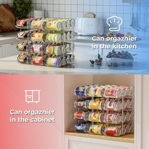 Can Organizer for Pantry Stackable AND Rolling Soda Can Dispenser for