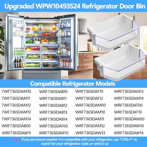 [2 PACK] UPGRADED WPW10493524 W10493524 Refrigerator Door Shelf Bin