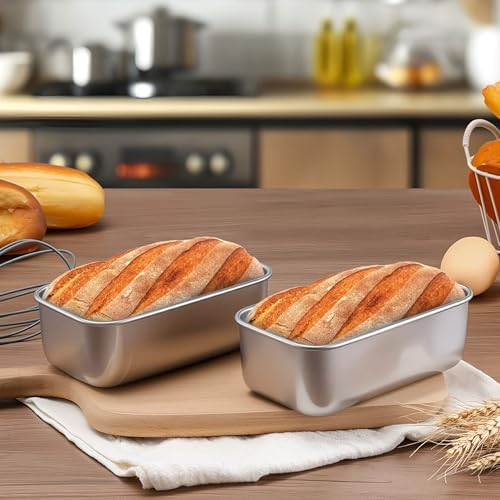 LIANYU 6.3 x 3.5 In Stainless Steel Mini Loaf Pan for Baking Bread