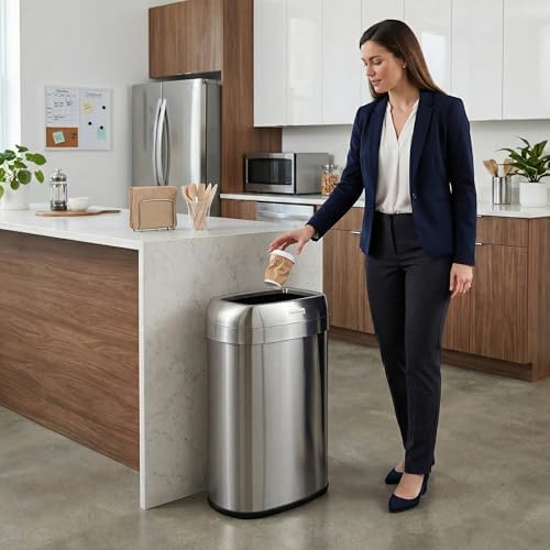 iTouchless 13 Gallon Stainless Steel Open Top Trash Can