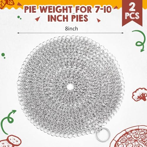 Patelai 2 Pcs Pie Weights Chain, 316 Stainless Steel Baking Tool,8