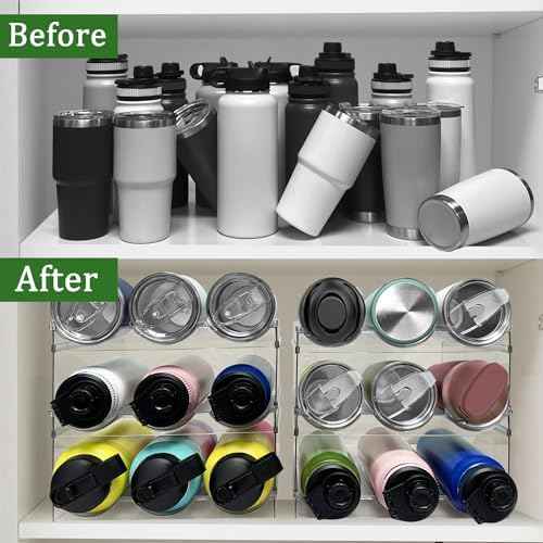 Spaclear 4 Pack Water Bottle Organizer, Stackable Kitchen Pantry