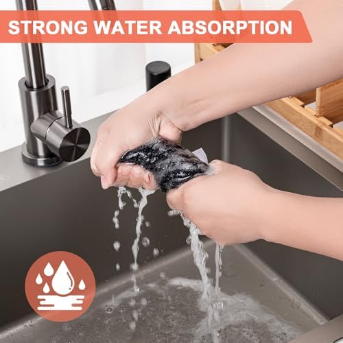 Kitchen Towels 6-Pack Kitchen Dish Cloths,100% Cotton,12x12 In,Black