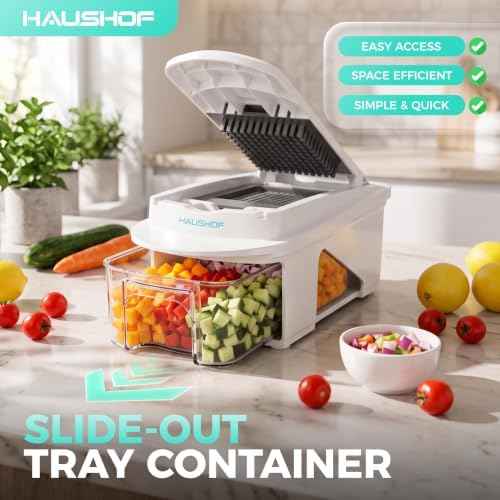 HAUSHOF All-in-1 Vegetable Chopper and Mandoline Slicer,13 Blades
