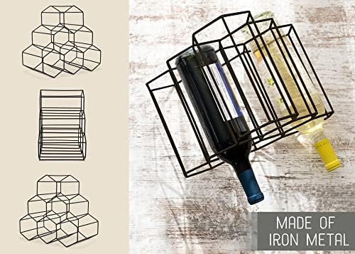 NAT & Jules Honeycomb Black Metal Tabletop Wine Rack - Perfect for
