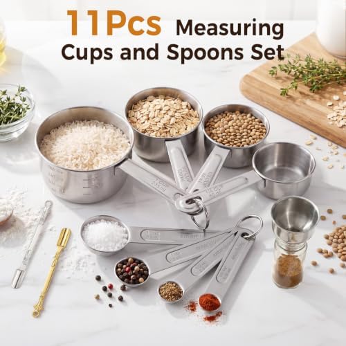 11 PCS Measuring Cups and Spoons Set with Funnel & Mini Spoons for