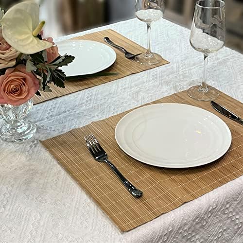 Set of 8 Pcs Bamboo Placemats Sushi Rolling Mat Japanese Style Natural