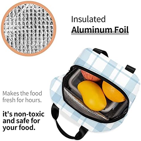 Plaid Blue Check Insulated Lunch Bag