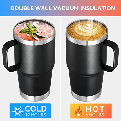 VEGOND 20 oz Tumbler with Handle Lid and Straw, Stainless Steel