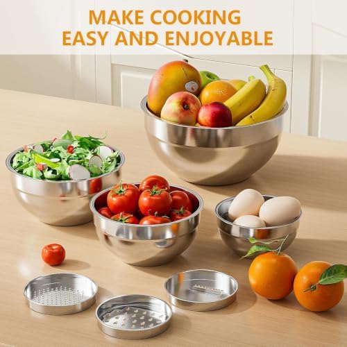 Mixing Bowls with Lids Set, 6 Sizes Mixing Bowl Set with 3 Grater