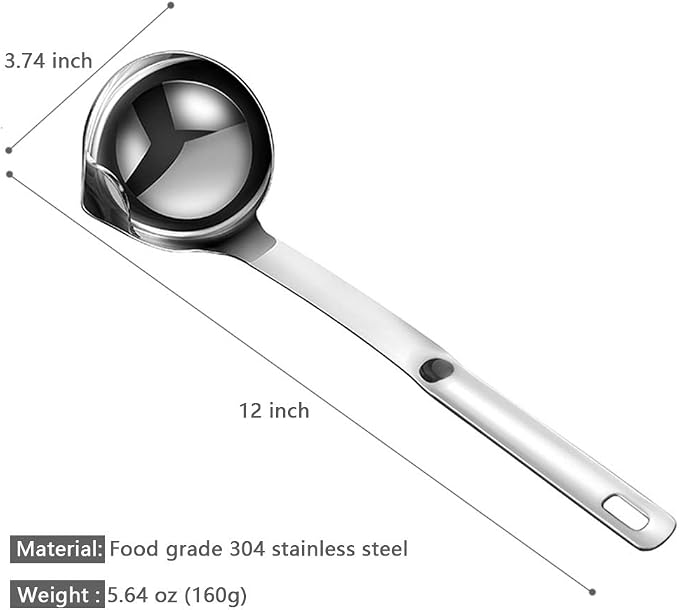 Stainless Steel Oil Separator Soup Ladle Gravy Food Fat Separator Skimmer Spoon - Image 7