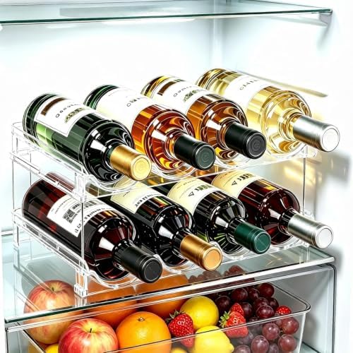 Plastic Stackable Wine Rack for Refrigerator - Large Capacity Water