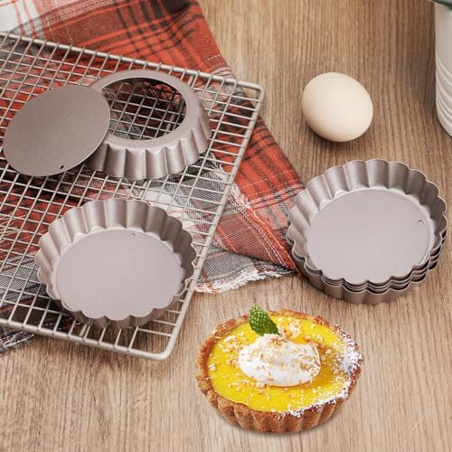 Webake 4 Inch Mini Tart Pan Set of 6, Non-Stick Small Tart Mold Quiche