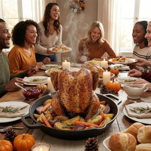 onlyfire Pre-Seasoned Cast Iron Chicken Roaster for Beer Can Turkey