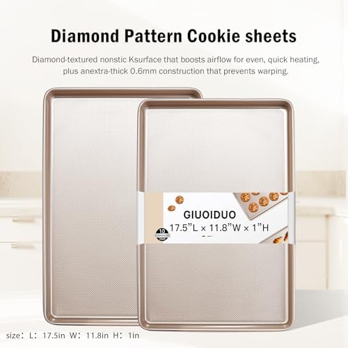 2 Pack Half Sheet Baking Pans,Commercial Quality Baking Sheet Pan