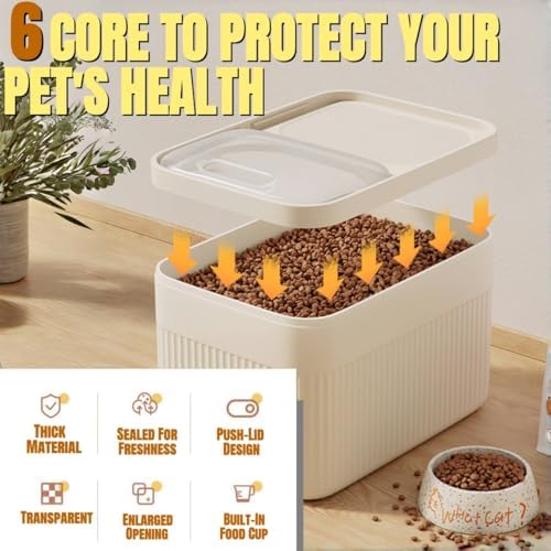 High-Capacity Pet Food Container Airtight with Cup, Dog Food Storage