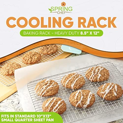 Spring Chef 8.5" x 12" Stainless Steel Cooling Rack for Baking, Set of