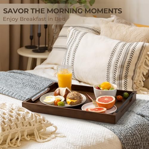 Axeman Wooden Serving Tray with Metal Handles|Ottoman Tray for