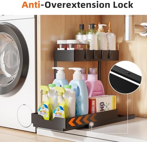 Simple Trending Under Sink Organizer 2 Pack, 2 Tier with Sliding Basket