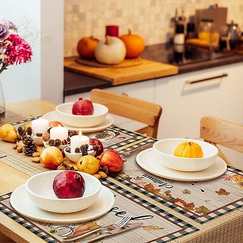 Uiifan 6 Pcs Rustic Fall Placemats, 12x18 Inch Harvest Table Mats