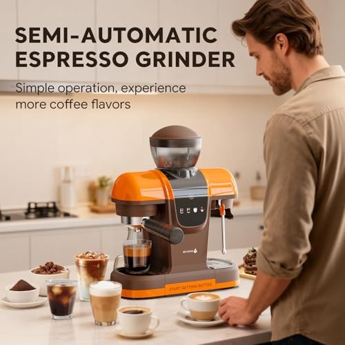 RECAFIMIL Semi-Automatic Espresso Machine with Grinder, 20 Bar